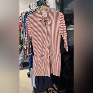 The Shirt by Rochelle Behrens Red and White Striped Dress